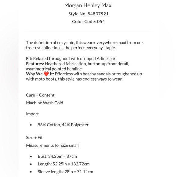 NWT Free People Morgan Henley Maxi - M & L - Picture 4 of 4